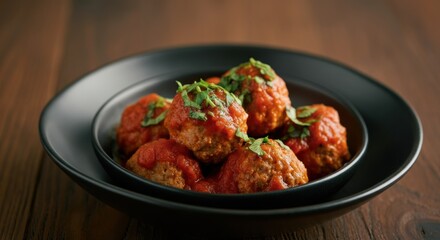 Delicious meatballs served in a rich tomato sauce with fresh herbs