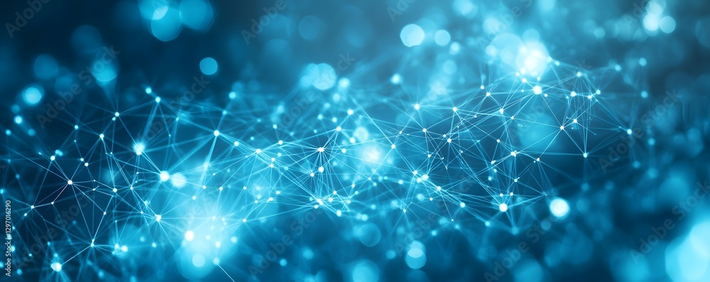 Aufkleber abstract network of interconnected nodes and lines in blue hues