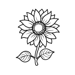 Sunflower Line Art & Silhouette Vector &ndash; Minimalist Botanical Design on Clean White Background, Sunflower black and white  Vector &ndash; Minimalist Design, Minimalist Sunflower Vector &ndash; Line & Silhouette,