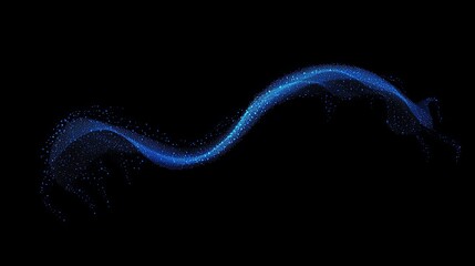 A blue line with a lot of sparkles. abstract background of technology wave and dot.