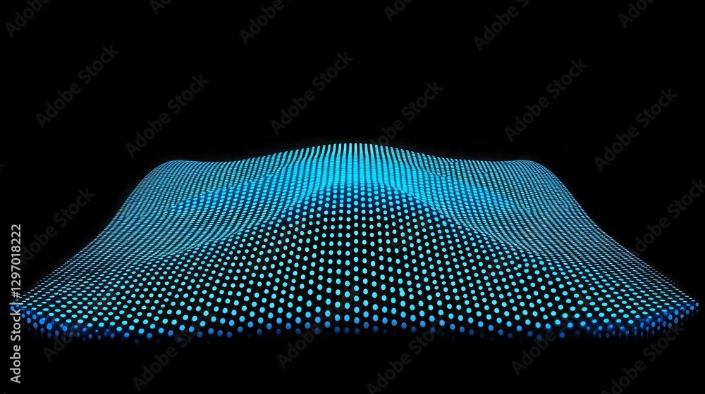 Poster a blue surface with many dots on it. abstract background of technology wave and dot.