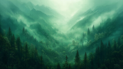 Lush Forest Green and Teal Mist – High-Resolution 5K Atmospheric Wallpaper