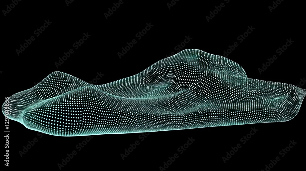 Poster a green object with a lot of dots on it. abstract background of technology wave and dot.