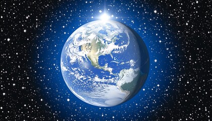 Obraz premium A vibrant planet Earth surrounded by a starry cosmic backdrop