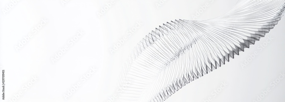 Poster a white background with a wave in the middle. abstract background of technology wave and dot.
