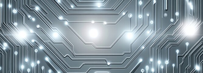Obraz premium A computer circuit board with many small lights on it. abstract background of technology wave and dot.