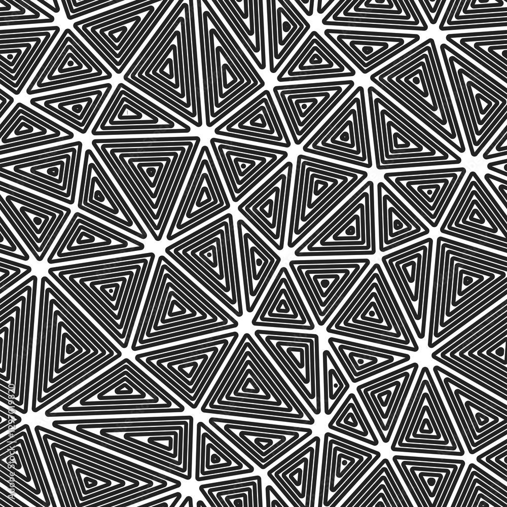 Poster vector science background. large shape size. multiple repeated inner triangles. black and white styl