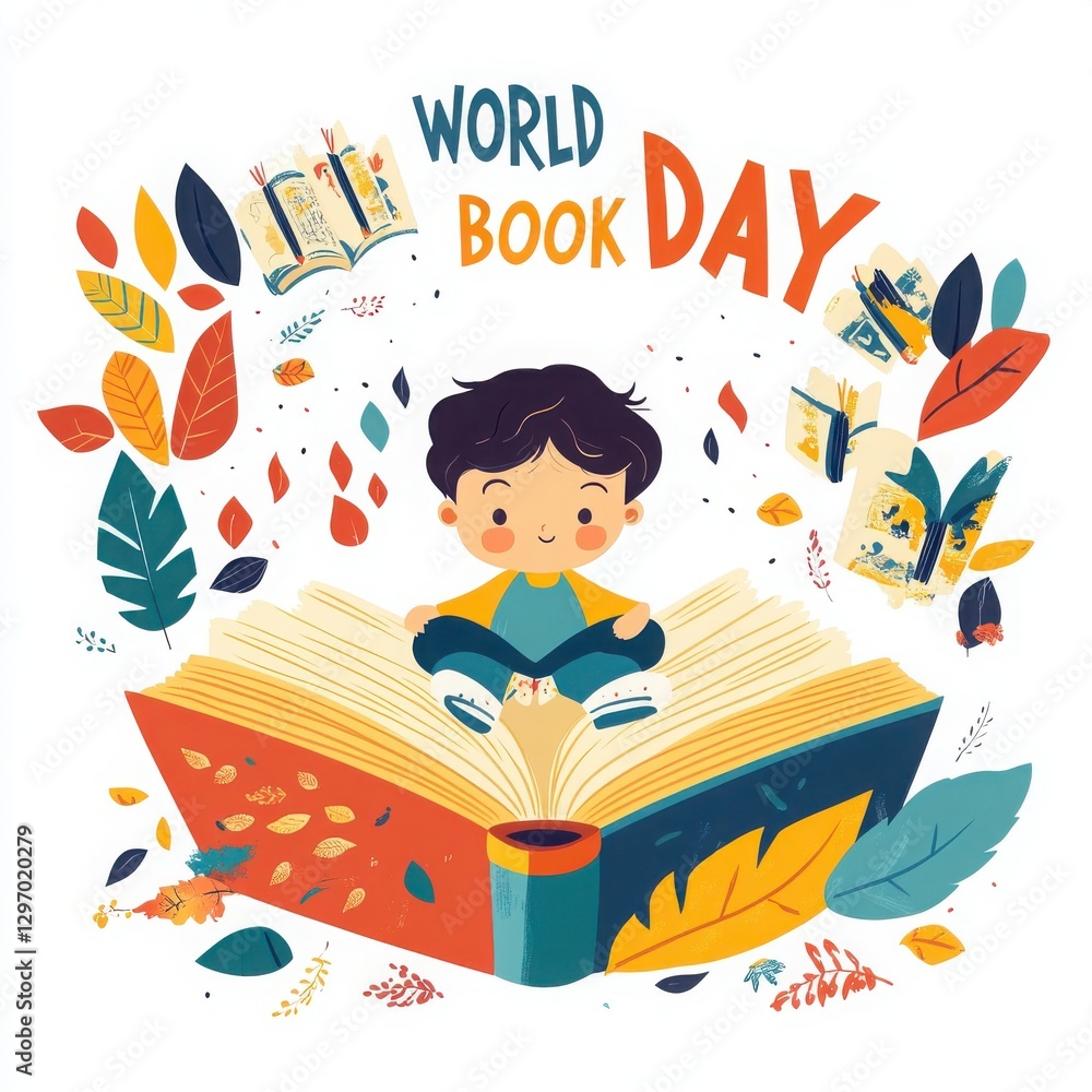 Fototapete world book day vector design with text 