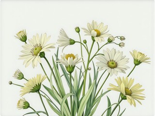 Fototapeta premium A lush collection of delicate white daisies on a soft background