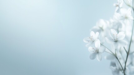 A white flower with a blue background. The flower is the main focus of the image. The blue background creates a calm and serene atmosphere