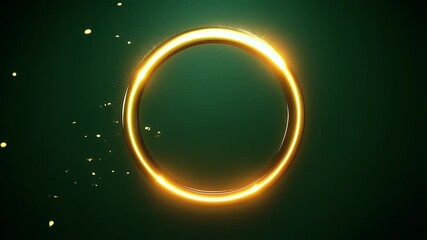 A glowing golden energy ring pulses with mystical sparks in a futuristic, sci-fi atmosphere. A cinematic, high-tech, and abstract digital design, perfect for fantasy and technology themes. - Powered by Adobe