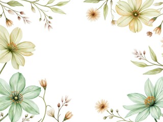 Fototapeta premium Delicate watercolor floral frame for artistic invites