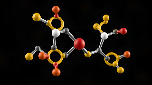 Harmaline indole alkaloid molecule. Found in Syrian rue (Peganum harmala). 3D rendering. Atoms are represented as spheres with conventional color coding.