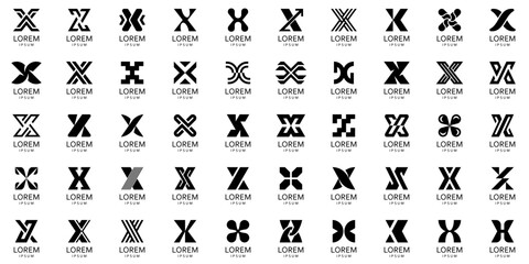 Logos collection with letter X. Geometric abstract logos. Icon design
