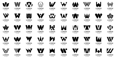 Logos collection with letter W. Geometric abstract logos. Icon design
