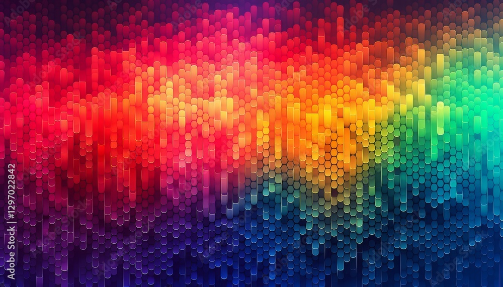 Poster vibrant, abstract pattern with a gradient of rainbow colors and design consists of repeating vertica