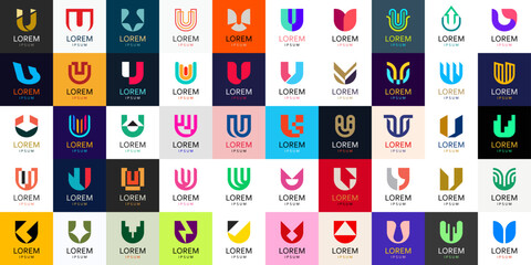 Logos collection with letter U. Geometric abstract logos. Icon design
