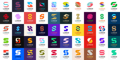 Logos collection with letter S. Geometric abstract logos. Icon design
