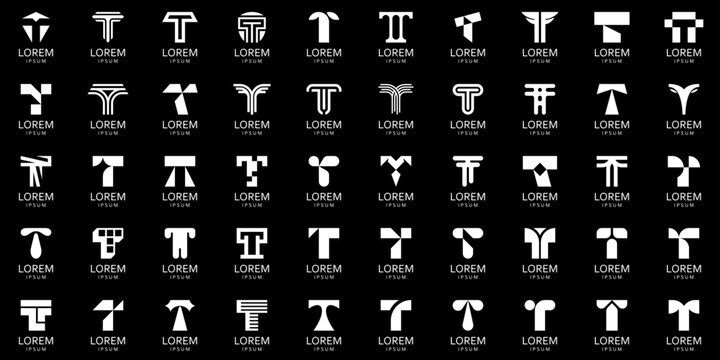 Logos collection with letter T. Geometric abstract logos. Icon design
