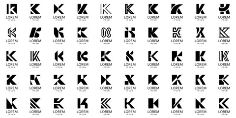 Logos collection with letter K. Geometric abstract logos. Icon design
