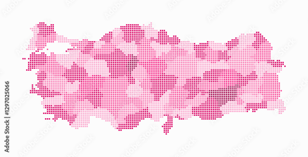 Poster turkey dotted map. digital style map of the country on white background. turkey shape with square do