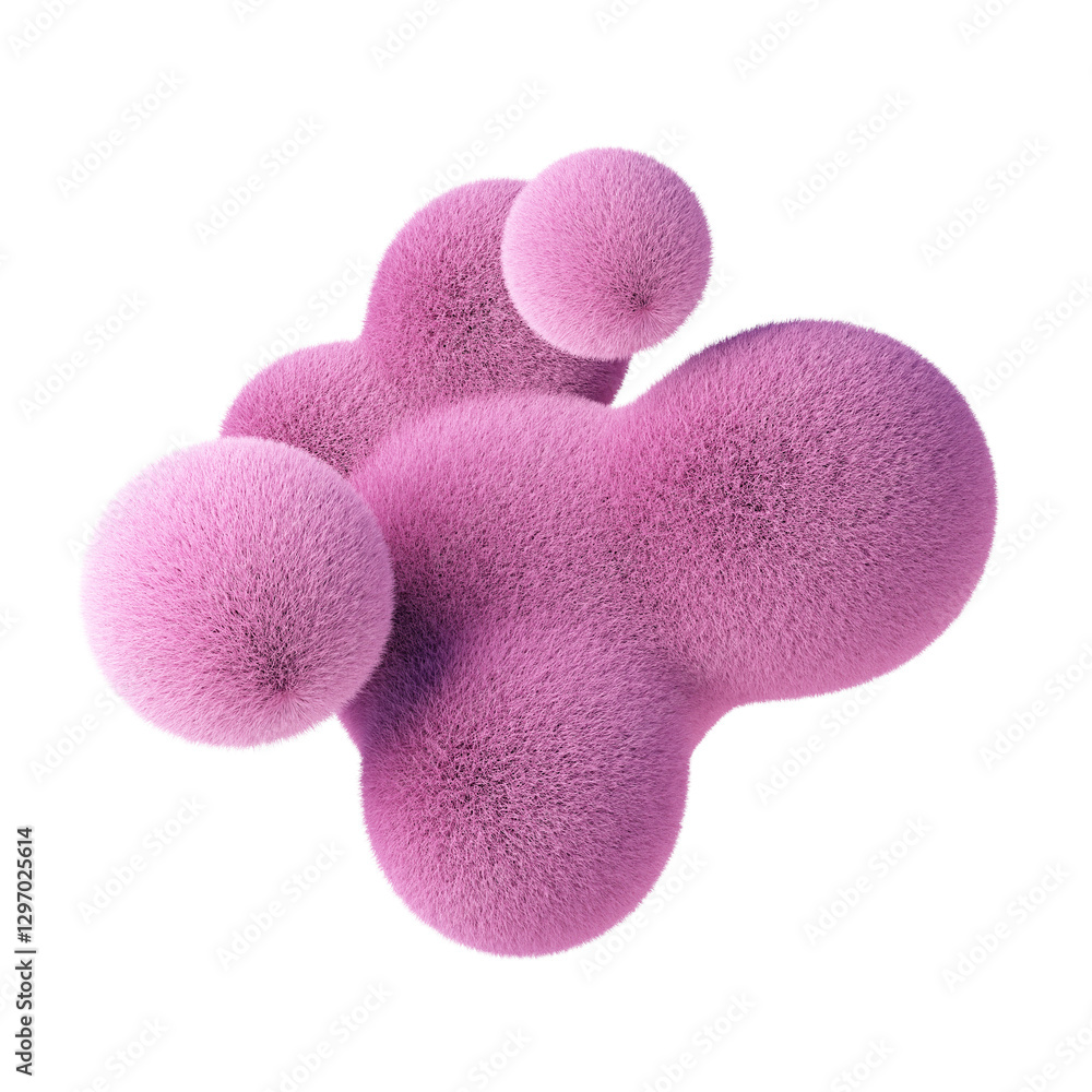 Fototapete metaball soft shape with fur, isolated on white background. 3d rendering.