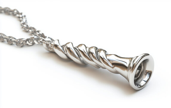 Stylish Apito Whistle Necklace for Samba Musicians Isolated On White background.