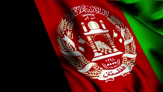 The National flag of Afghanistan, Afghanistan 3D flag, Flag of Afghanistan 3D waving Animation, Afghanistan waving 4K footage, close up flag for Independence day, Independence day with Slow Motion.