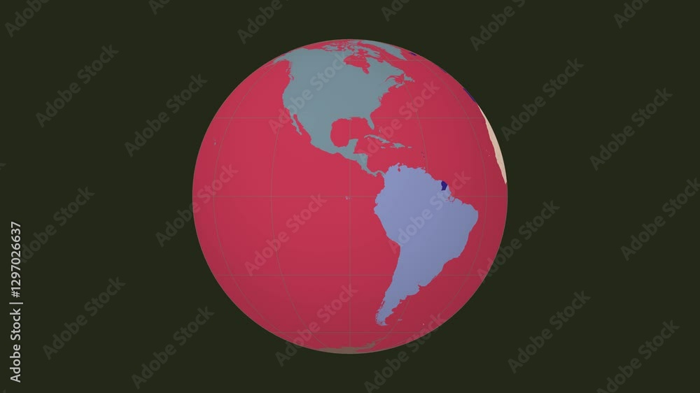 Poster rotating earth. normal sphere view. fast speed planet rotation. colored continents style. world map 