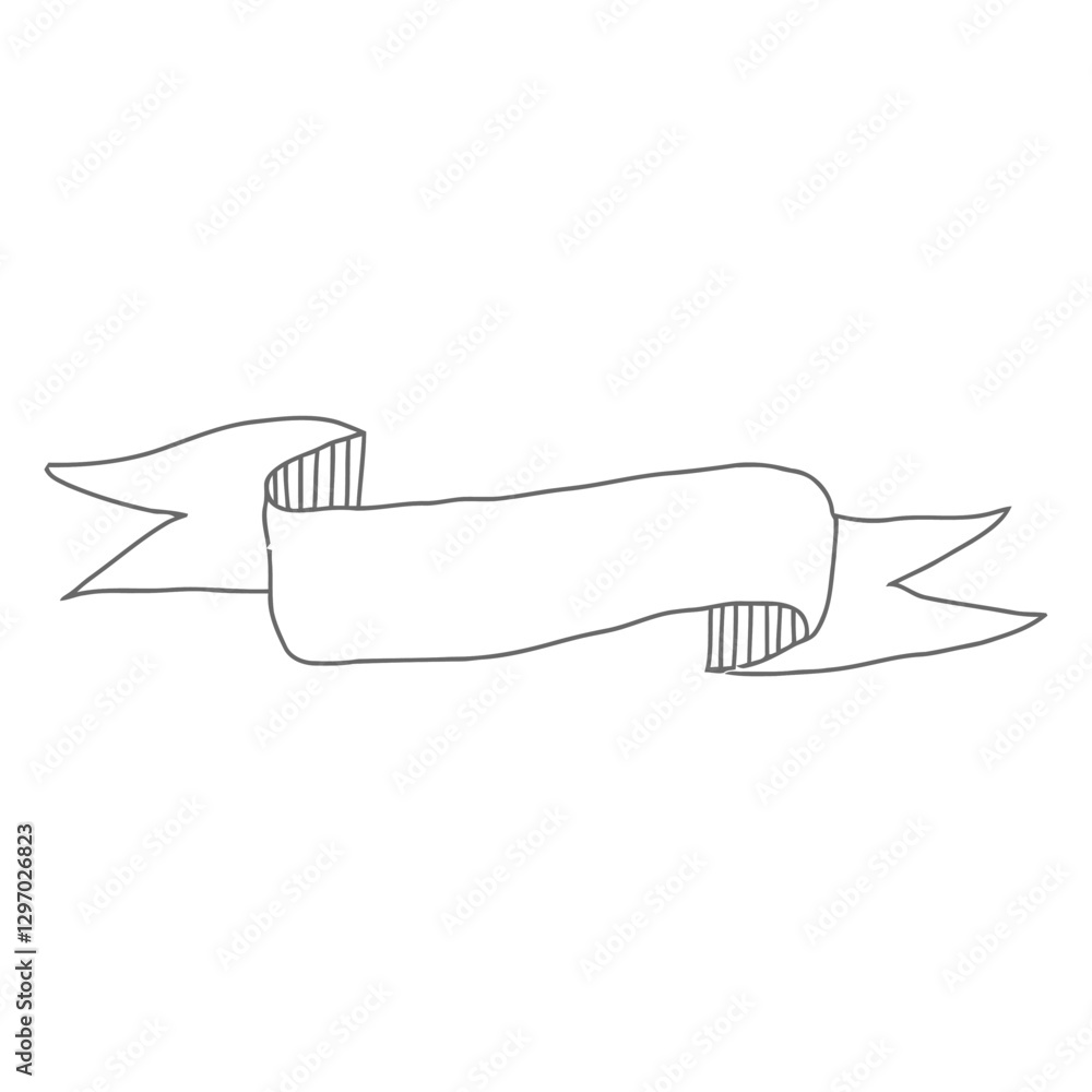 Poster banner outline: a minimalist line drawing of a blank banner, perfect for adding your own text or des