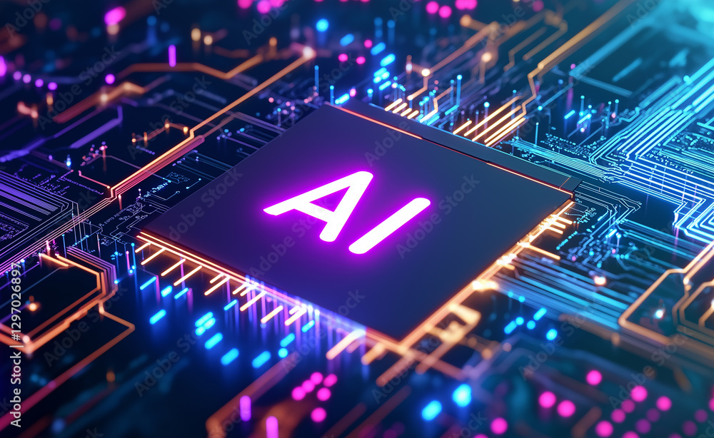 Poster a close-up of a computer chip with 