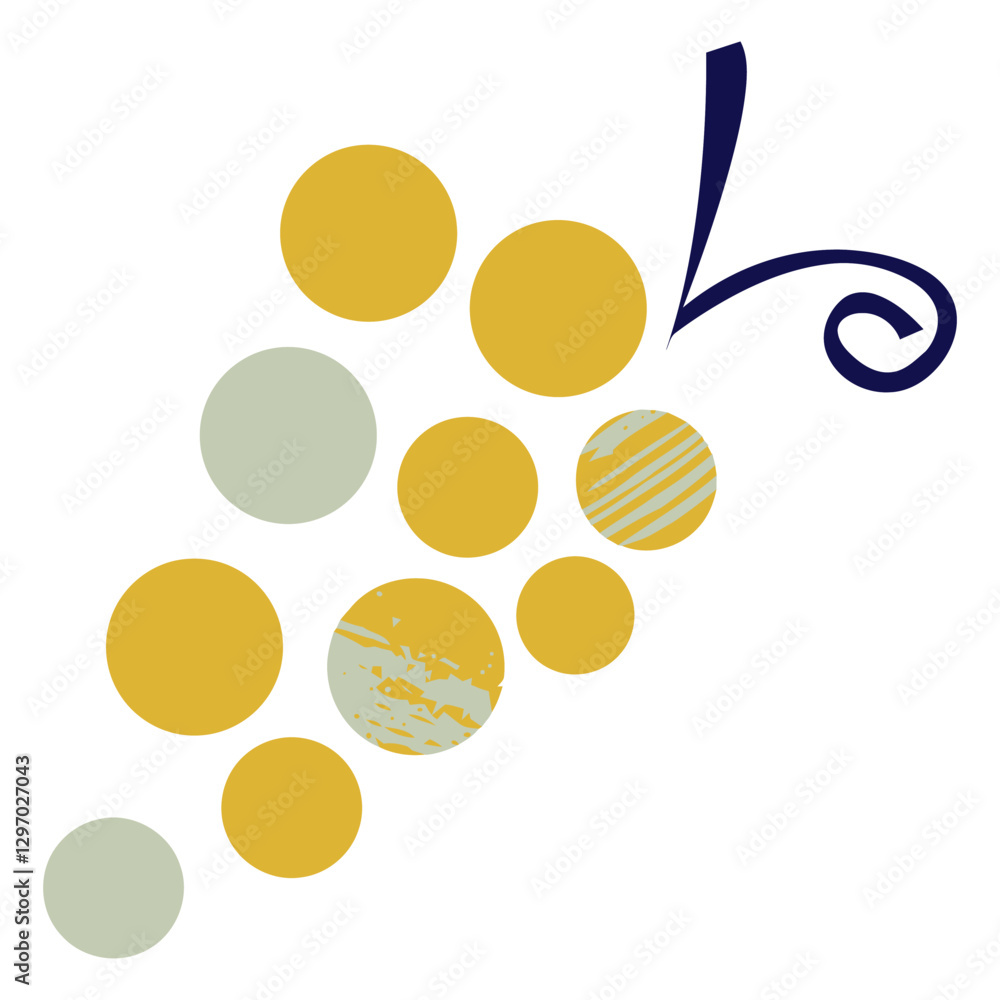 Poster abstract grape cluster: an elegant graphic representing a grape cluster, composed of stylized, color