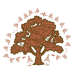 Ancient Tree Icon: An illustration of a majestic tree with expansive branches, radiating an aura of strength, wisdom, and longevity.