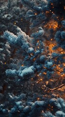 Snowy pine tree lights