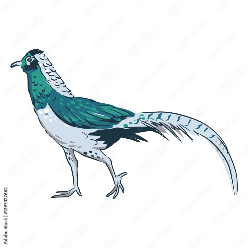 Poster elegant pheasant illustration: depicting a unique pheasant with intricate feather patterns. a beauti