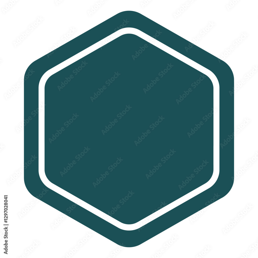 Poster hexagonal shape design: a minimalist illustration of a geometric hexagon with a unique teal color. f