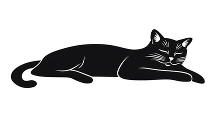 Naklejka premium Sleeping black cat silhouette