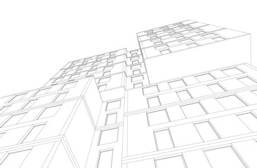 Modern Architectural Wireframe. Futuristic building perspective  © Svitlana
