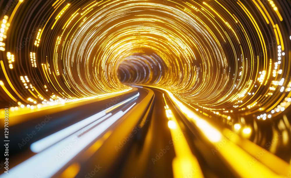 Poster a tunnel of glowing data streams symbolizing high-speed data transfer, digital networks, and the rap
