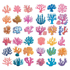 Set of vibrant coral reef vector clipart