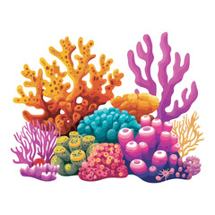 Set of vibrant coral reef vector clipart