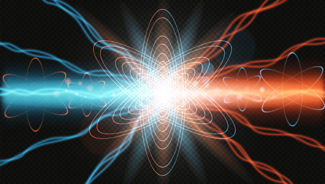 Light effect, Hicks boson, energy rays directed to the center. Abstraction. Isolated transparent background. Vector graphics. EPS 10.