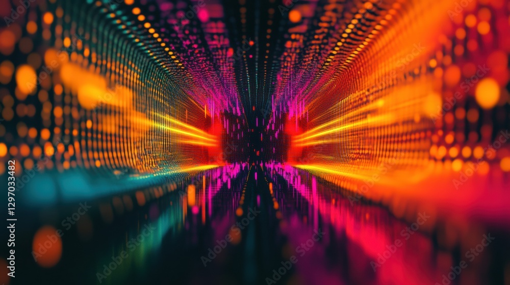 Leinwandbilder vibrant digital tunnel with glowing lights and colors creating a mesmerizing visual effect. generati