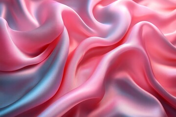 Obraz premium Luxurious pink and blue silk fabric draped elegantly, showcasing soft textures and smooth patterns in a delicate arrangement