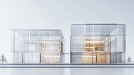 Obraz premium Modern glass office buildings, city skyline background, architectural design, real estate