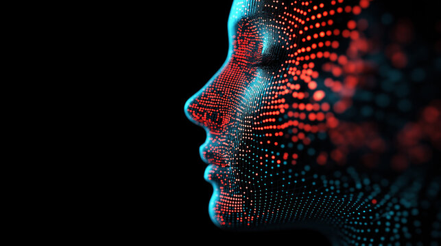 A digital representation of a human head filled with data and glowing circuits, symbolizing AI, machine learning, and cognitive technology. - Powered by Adobe