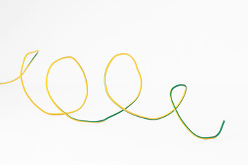 One colorful electrical wire isolated on white