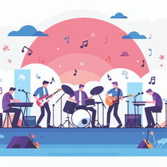 Naklejka premium vector image of people playing music