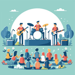 vector image of people playing music