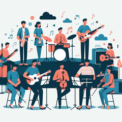 vector image of people playing music